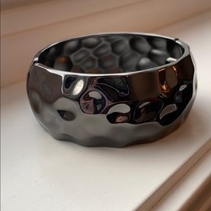 New Dark Silvertone Bangle 7.5 in